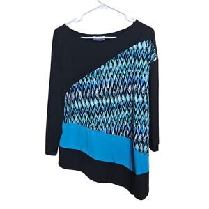 Blair Black and Blue Patterned Blouse